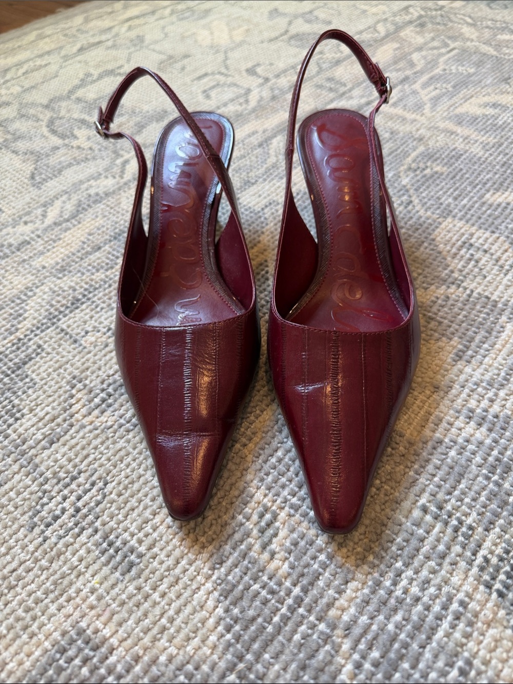 Sam Edelman Wine Burgundy Pointed-Toe Slingback Mules